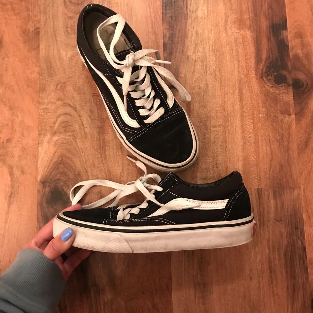 Black and white old skool vans